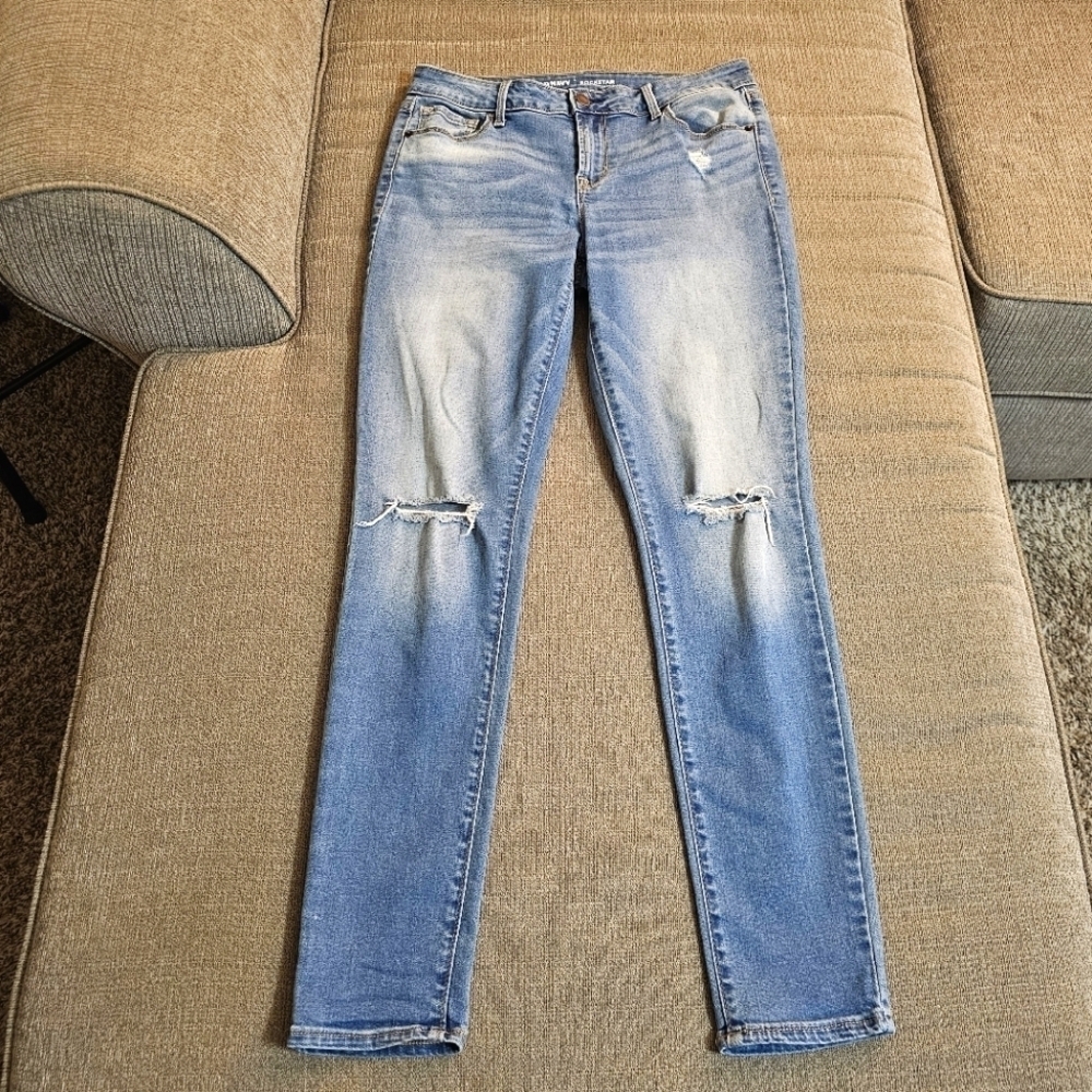 Old Navy Rockstar Mid-Rise Light Wash Distressed Casual Denim Jeans Size 6